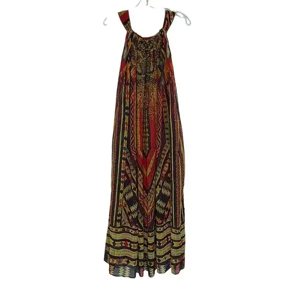 flowy white long dress Women's Watercolor Floral Pleated Maxi Dress